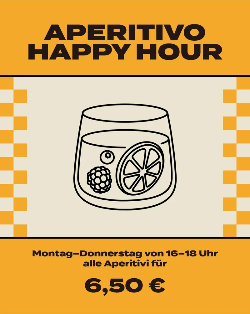 Flyer Aperitivo Happy Hour bei Lausbub Nürnberg: Montag bis Donnerstag von 16 bis 18 Uhr alle Aperitivi für 6,50 €